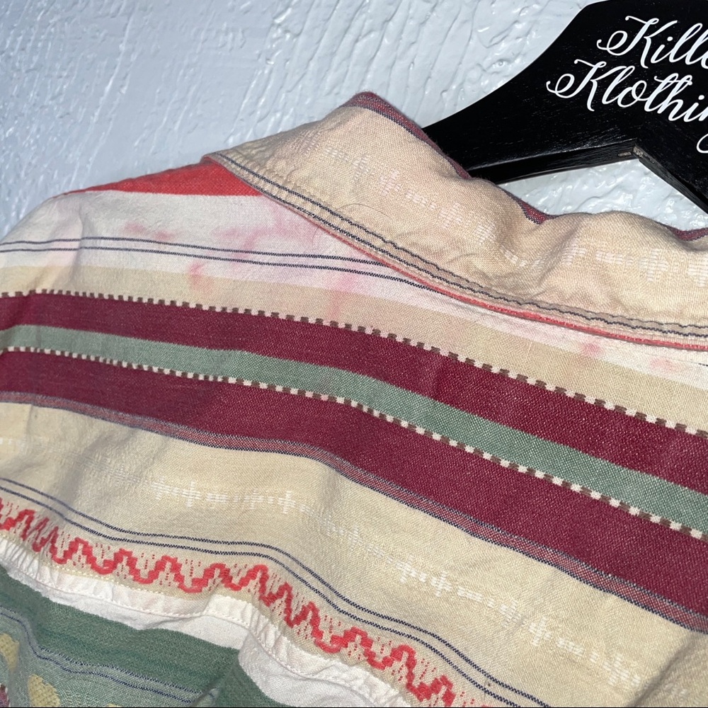 Vintage Patterned Stripe Button Down Blouse - image 4